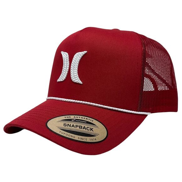 Hurley Men's Trucker Hat High Icon Mesh Snapback Cap in Red - Picture 1 of 5